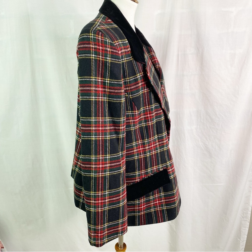 Vintage 90s Maggie McNaughton Black Plaid Blazer Jacket XL - Picture 2 of 5